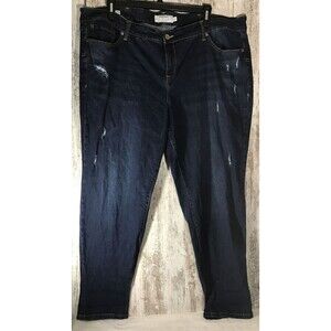 Torrid Boyfriend  Distressed Denim Stretch Blue Jeans Size 24 Regular